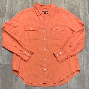 Tommy Bahama 100%‎ Linen Button Down Roll Sleeve Oversized Casual Shirt